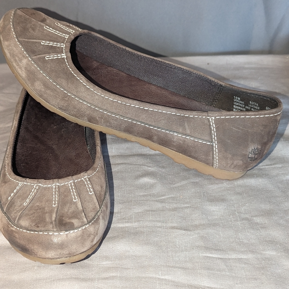 Timberland flats women's 10 brown suede leather